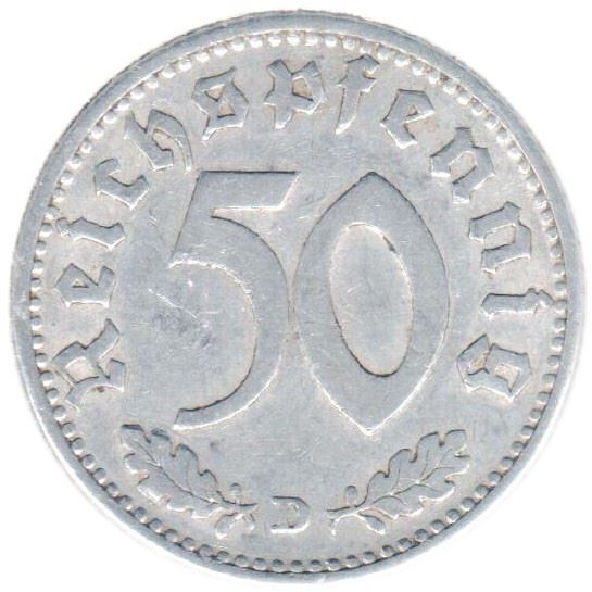 德国第三帝国 50 莱希斯便士 硬币 | KM87 | 1935