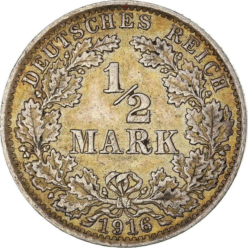 German Empire 1/2 Mark Coin | Deutsches Reich | Wilhelm II | Type 2 | KM17 | 1905 - 1919