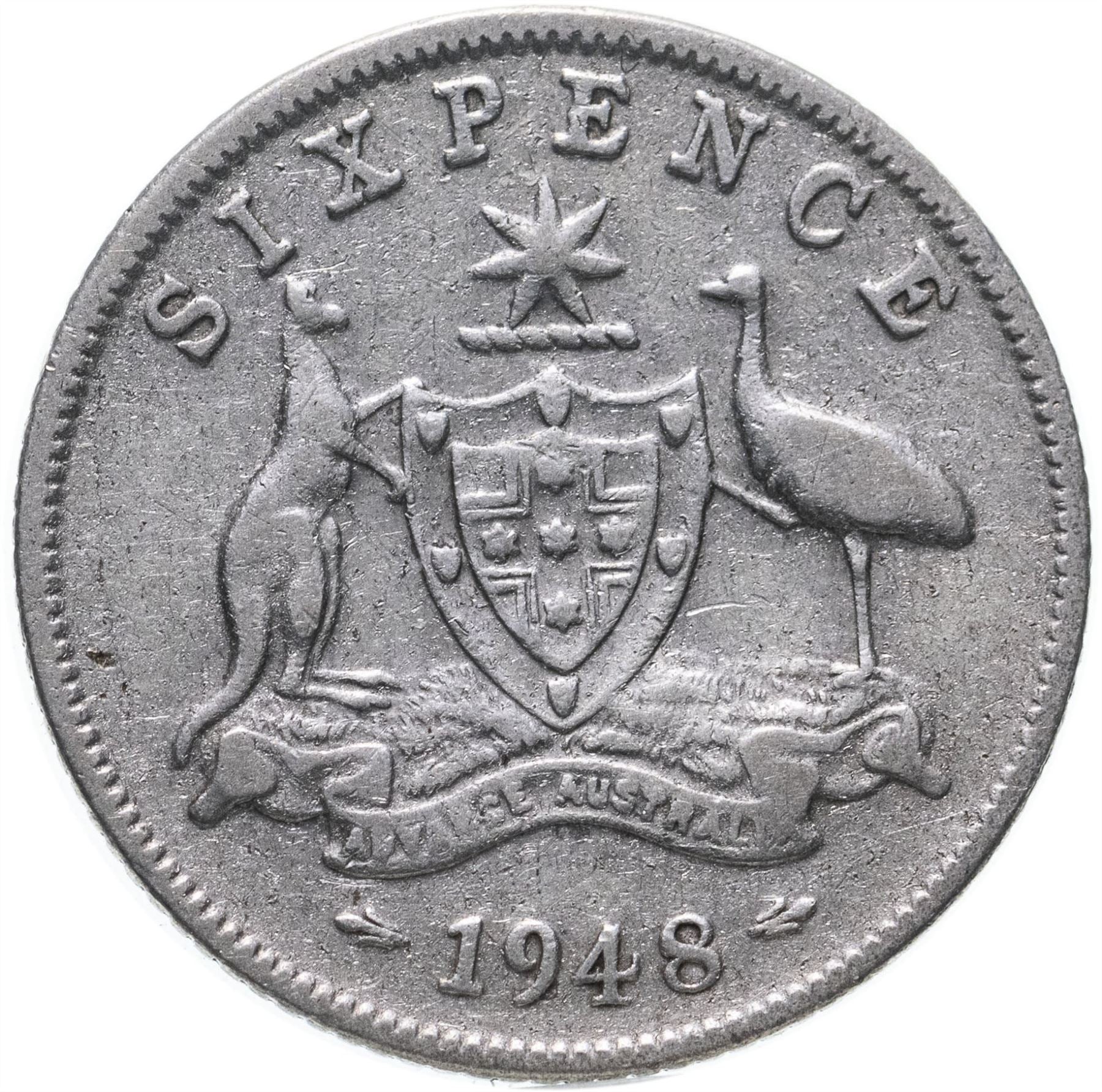 Australia | 6 Pence Coin | George VI | Km:38A | 1946 - 1948