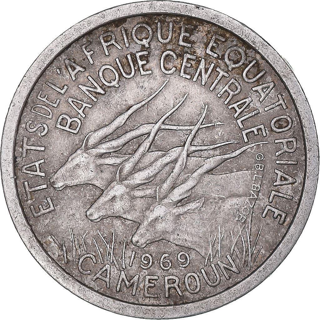 Central African States | 1 Franc Cfa Coin | Antelope | Crops | Km:6 | 1969 - 1971