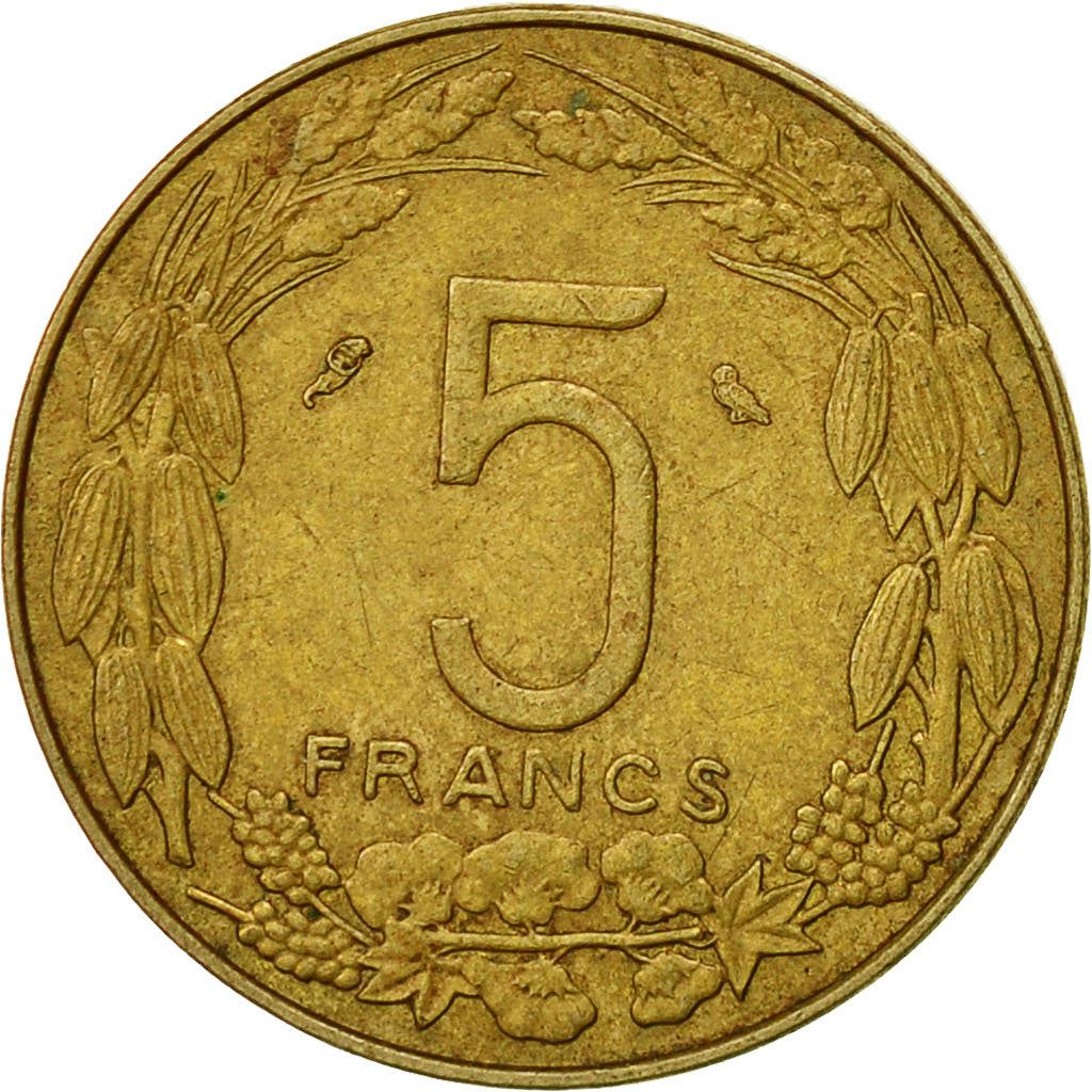 Central African States | 5 Francs Cfa Coin | Antelope | Crops | Km:1A | 1965 - 1972
