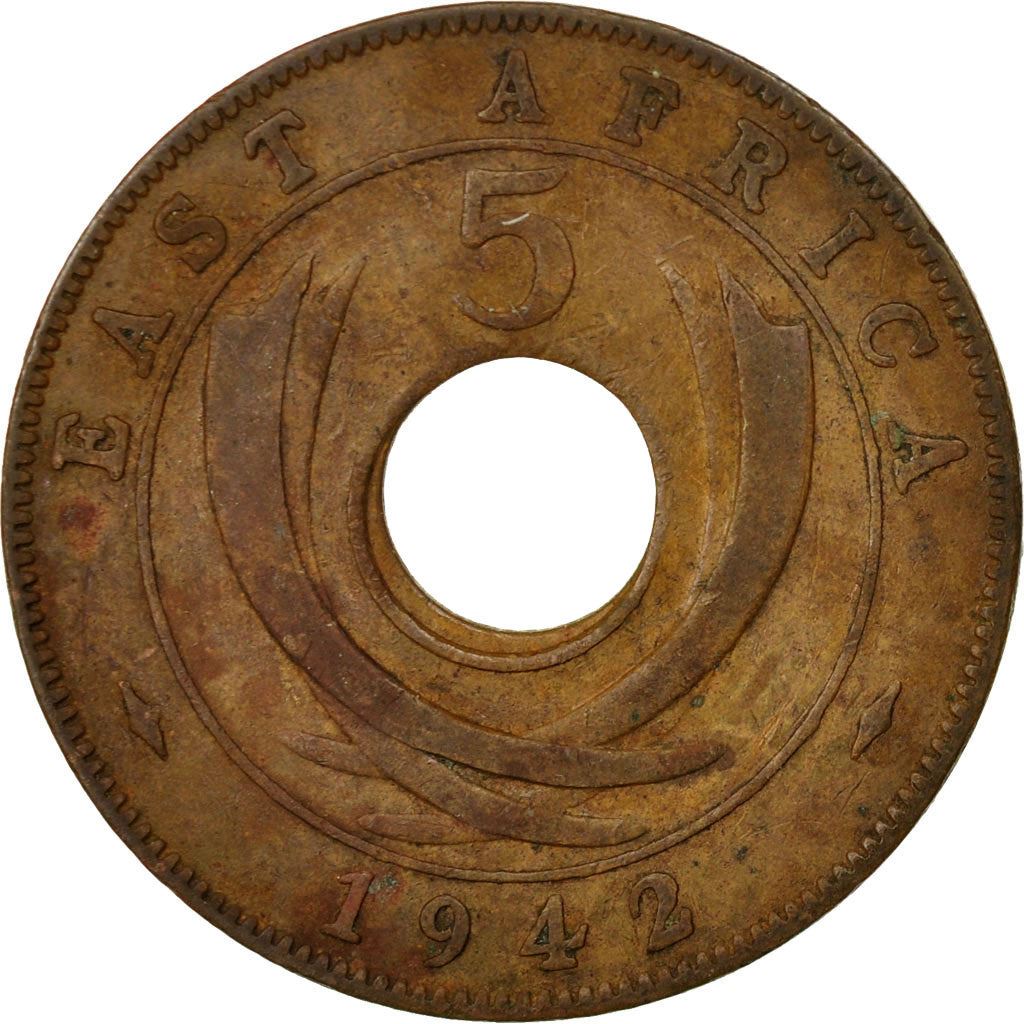 East Africa | 5 Cents Coin | Crown | Tusks | Km:25 | 1937 - 1943