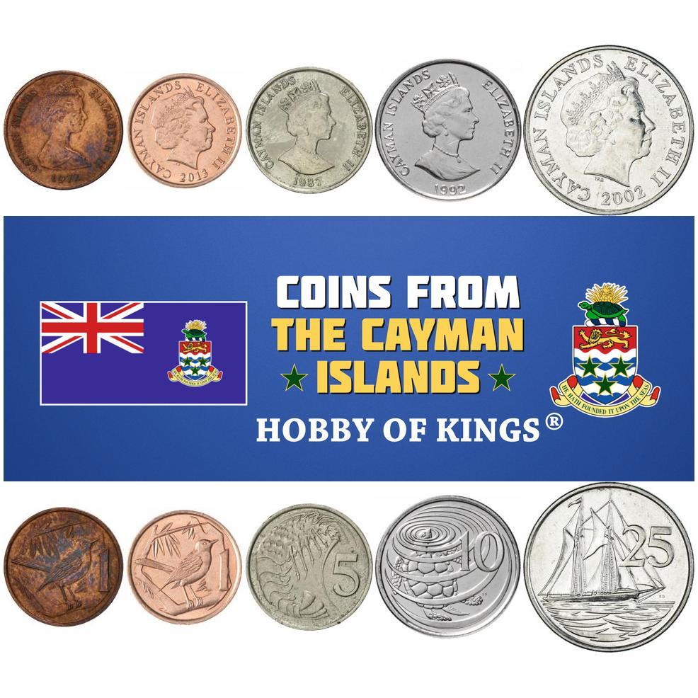 5 Mixed Coins From the Cayman Islands | 1 - 25 Cents | 1972 - 2019