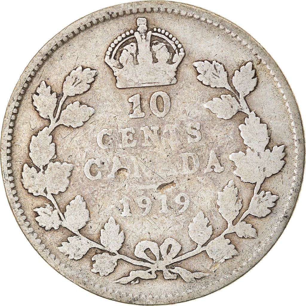 Canada | 10 Cents Coin | Silver | Crown | Wreath | KM:23 | 1912-1919