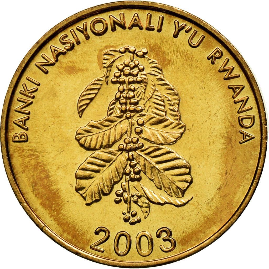 Rwanda | 5 Amafaranga Coin | Coffee Plant | Coffee Beans | Km:23 | 2003