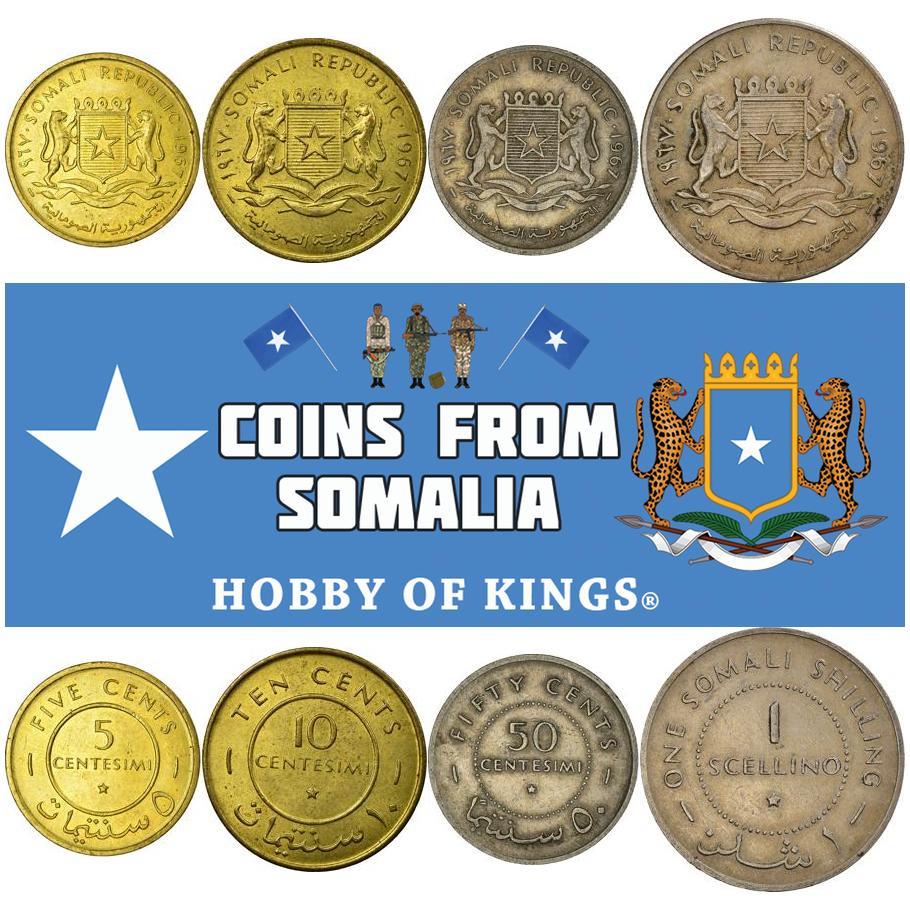 Somalia | 4 Coin Set | 5 10 50 Centesimi 1 Scellino | 1967