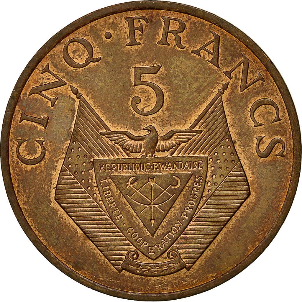 Rwanda | 5 Francs Coin | Coffee Plant | Km:13 | 1974 - 1987