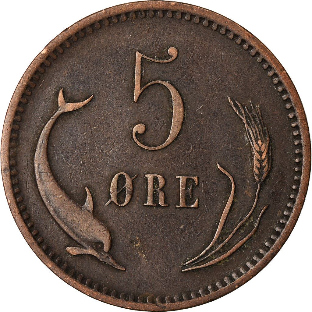Denmark | 5 Ore Coin | Monogram | Km:794 | 1874 - 1906