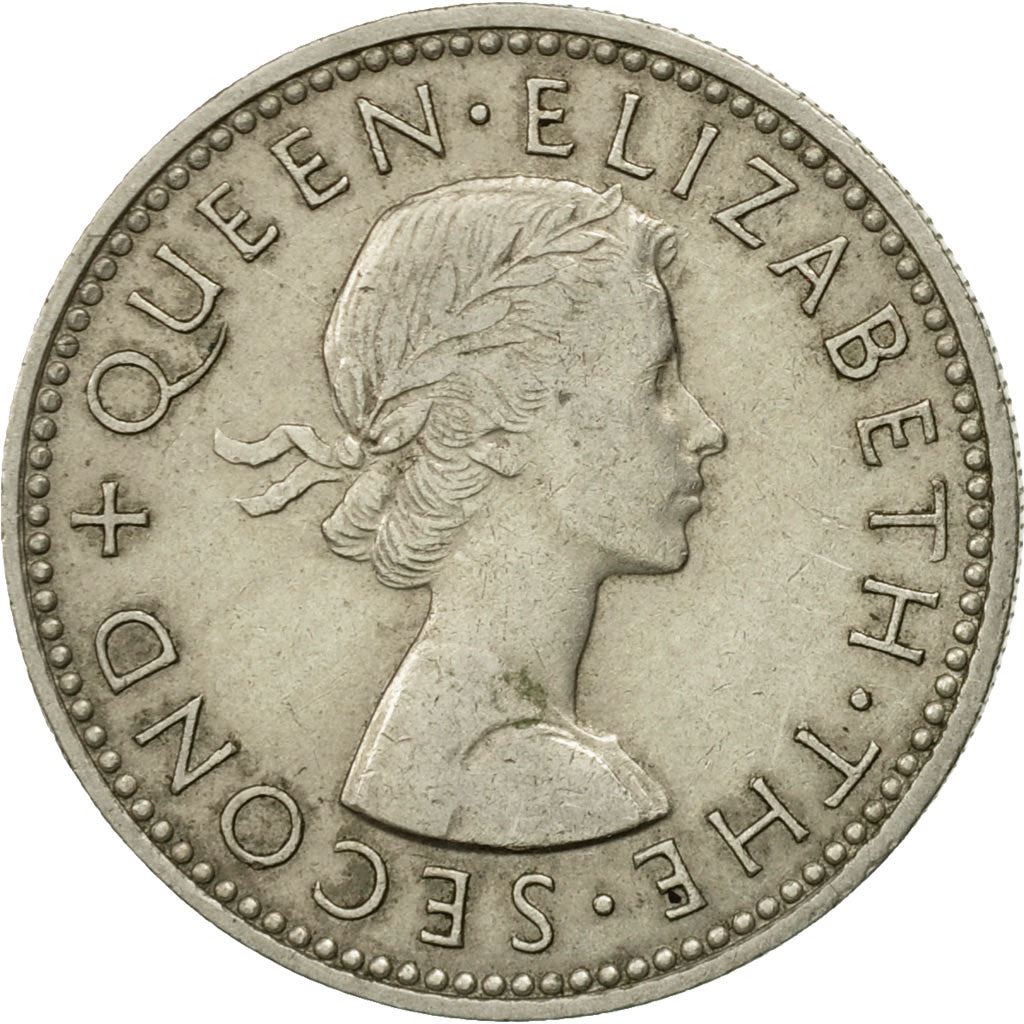 New Zealander 1 Shilling Coin | Queen Elizabeth II | Maori Warrior | Taiaha  | KM27 | 1953 - 1965