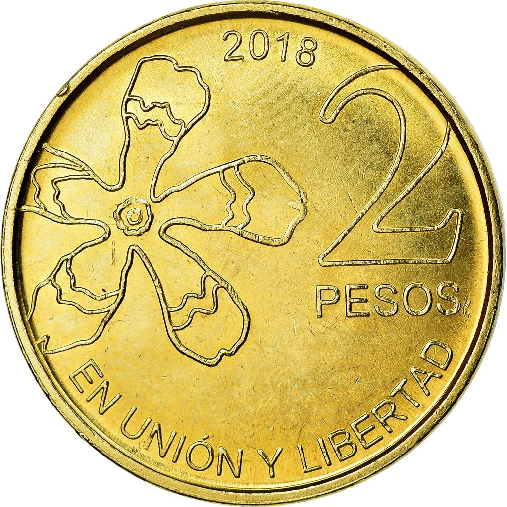 Argentina | 2 Pesos Coin | Silk Floss | Tree | Flower | Km:188 | 2018