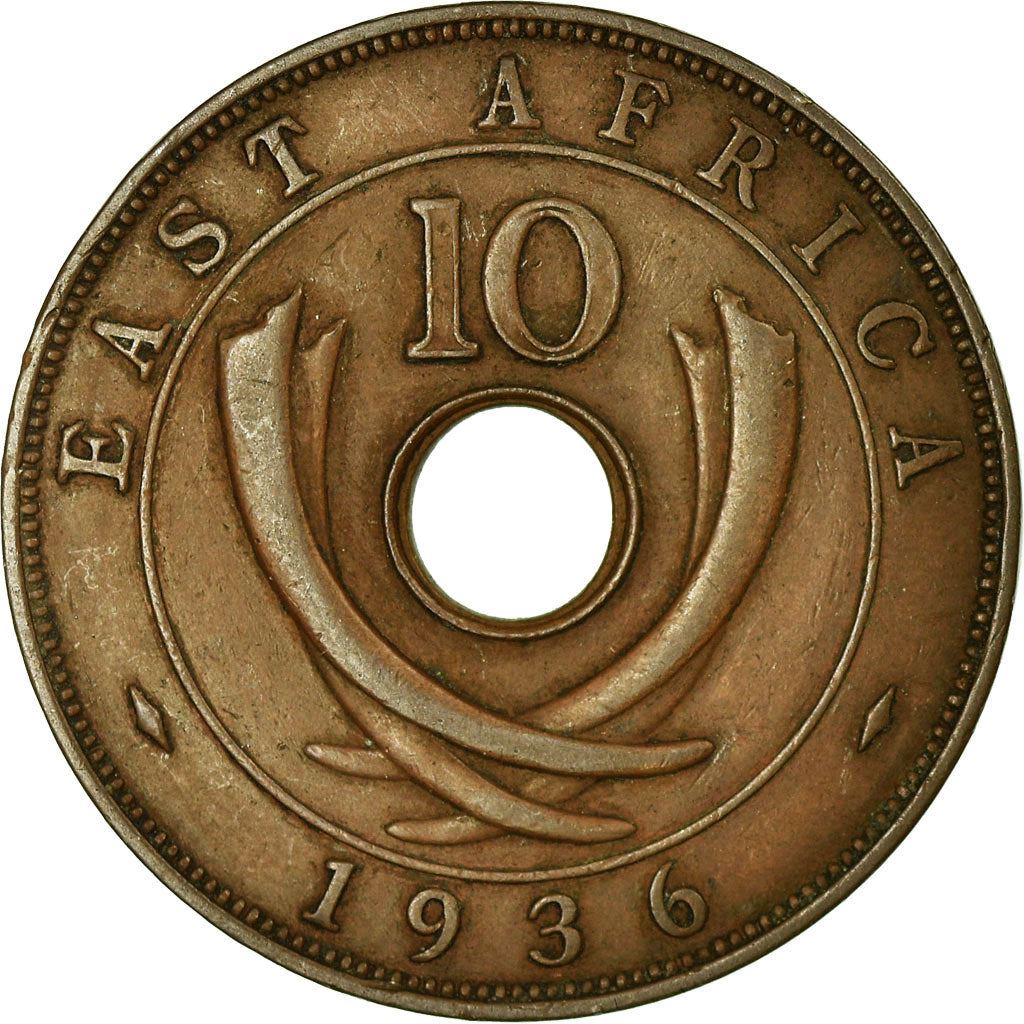 East Africa | 10 Cents Coin | Crown | Tusks | Edward VIII | Km:24 | 1936