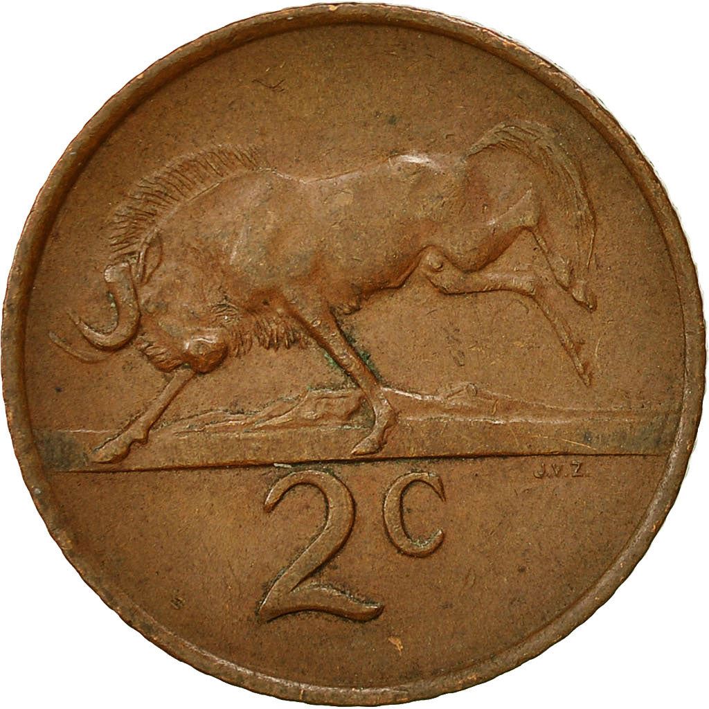 Pièce de 2 Cents d'Afrique du Sud | Légende en anglais - SOUTH AFRICA | KM66.1 | 1965 - 1969