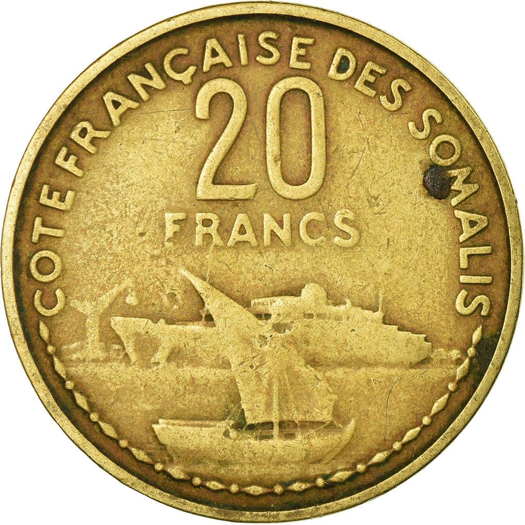 French Somaliland | 20 Francs Coin | Marianne | Dhow | Ocean Liner | Km:12 | 1965