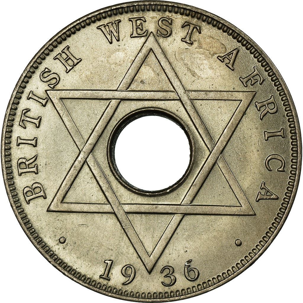 British West Africa | 1/2 Penny Coin | Crown | Hexagram | Edward VIII | Km:15 | 1936