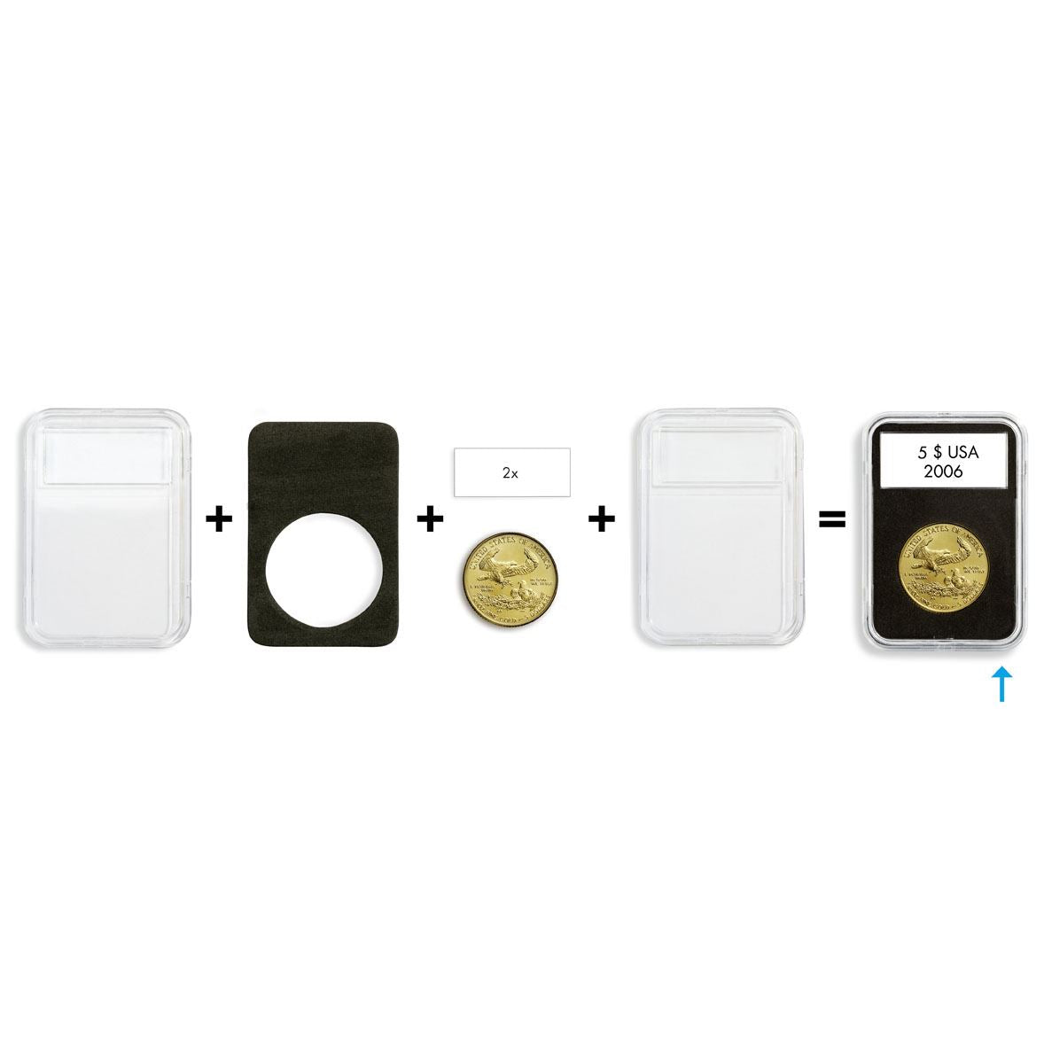 QUICKSLAB Rectangular Capsules | 59x85x10mm Openable Coin Capsules | 14-41mm Ø Coins | Up to 4.5mm Thickness | Packs of 5