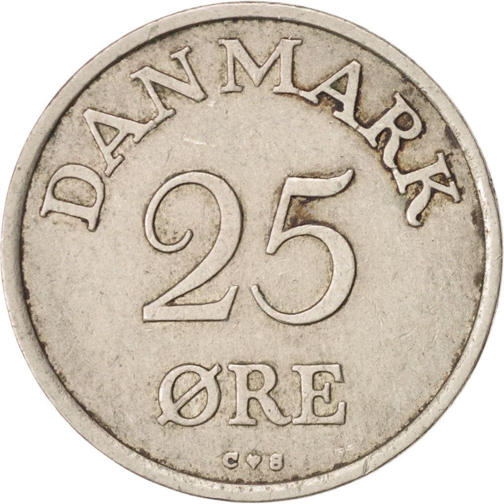 Denmark | 25 Ore Coin | Monogram | Km:842 | 1948 - 1960
