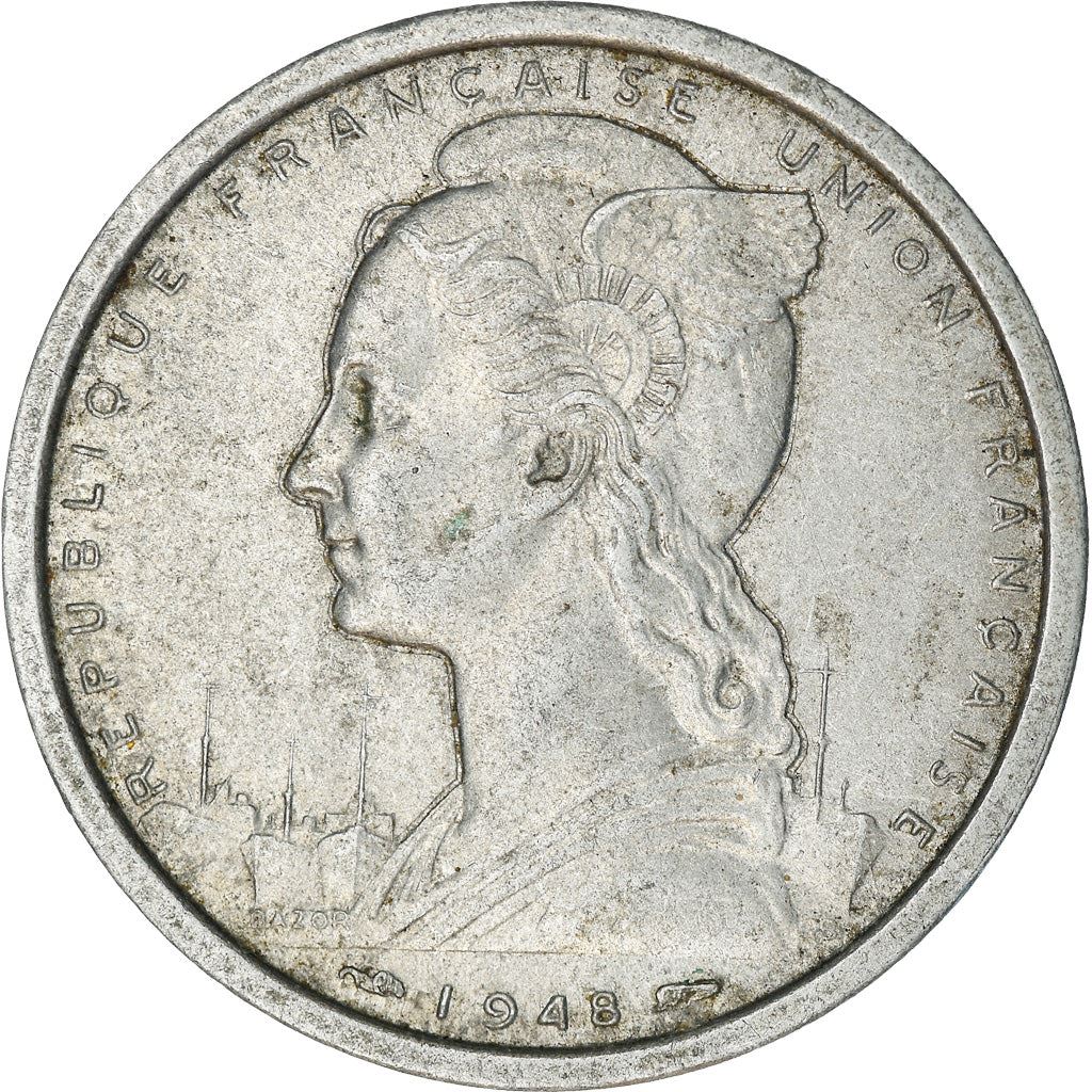 French West Africa | 2 Francs Coin | Marianne | Gazelle | Maize | Km:4 | 1948 - 1955