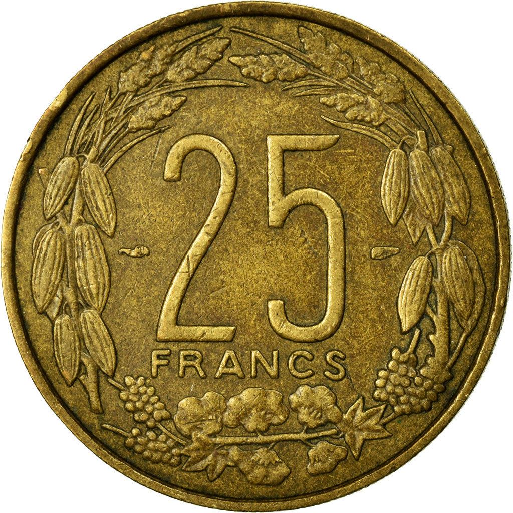 French Equatorial Africa | 25 Francs Coin | Antelope | Crops | Wreath | Km:12 | 1958