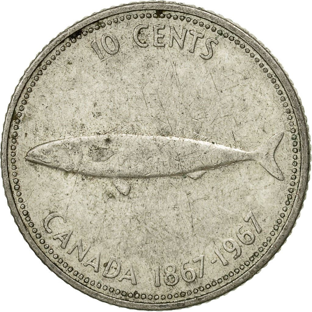 Canada | 10 cent mønt | Sølv | Makrel | KM:67a | 1967