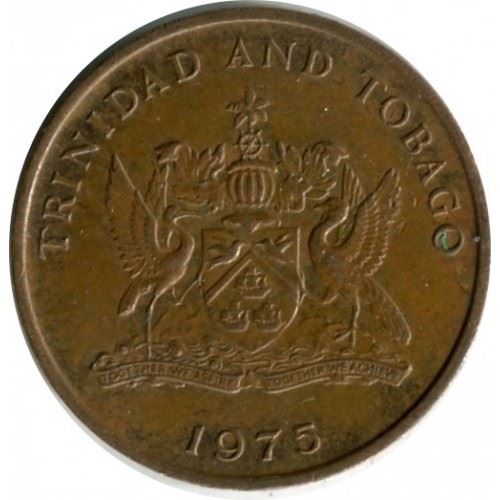 Trinidad and Tobago 1 Cent Coin | Queen Elizabeth II | Hummingbird | KM25 | 1974 - 1976