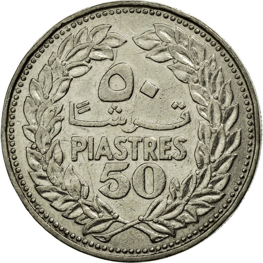 Lebanon | 50 Qirsha / Piastres Coin | Cedar tree | Km:28.1 | 1968 - 1980