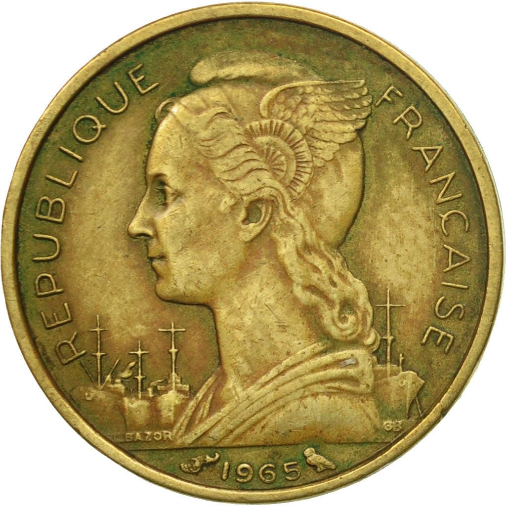 French Somaliland | 10 Francs Coin | Marianne | Dhow | Ocean Liner | Km:11 | 1965