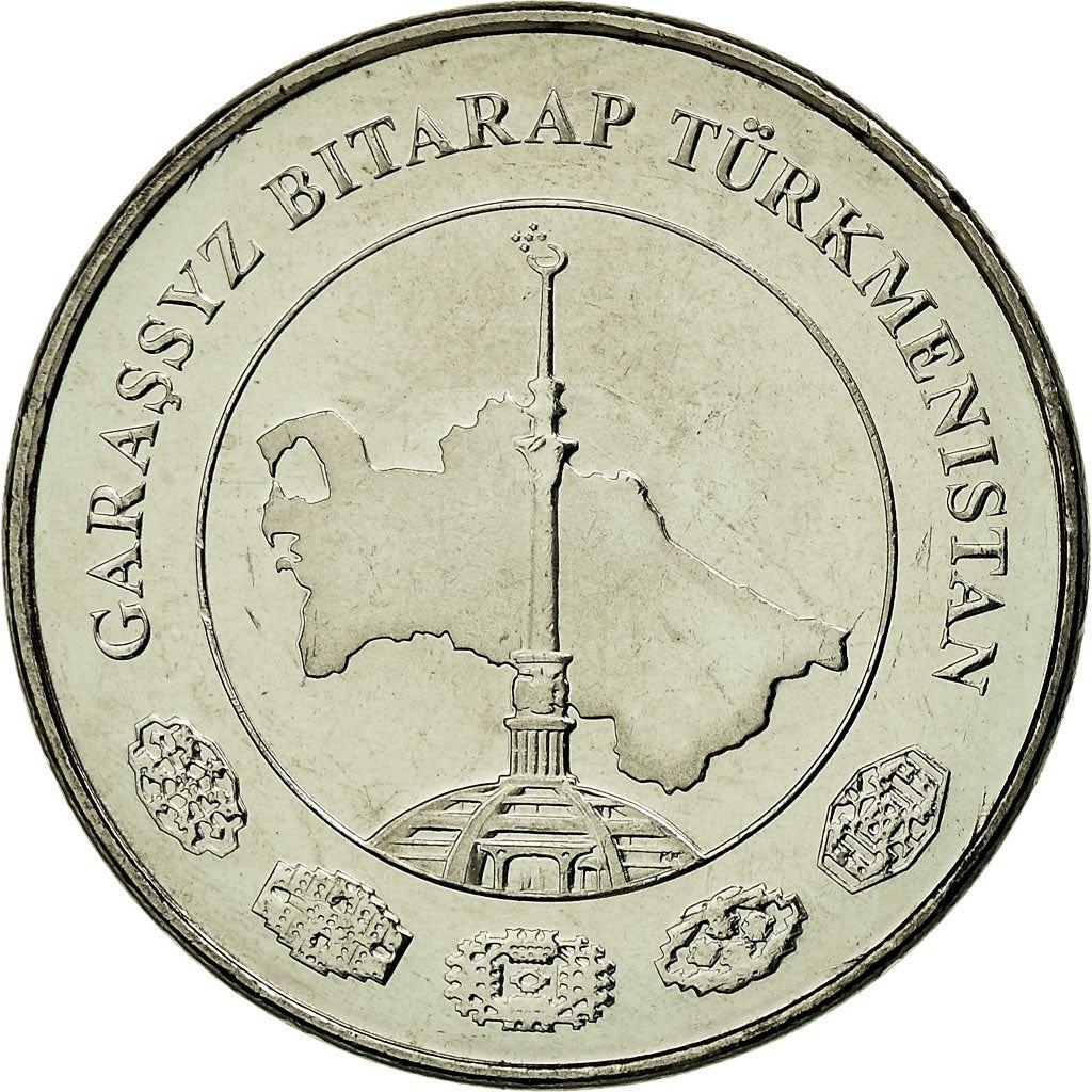 Turkmenistan | 5 Tenne Coin | Monument of Independence | Map of Turkmenistan | Km:97 | 2009