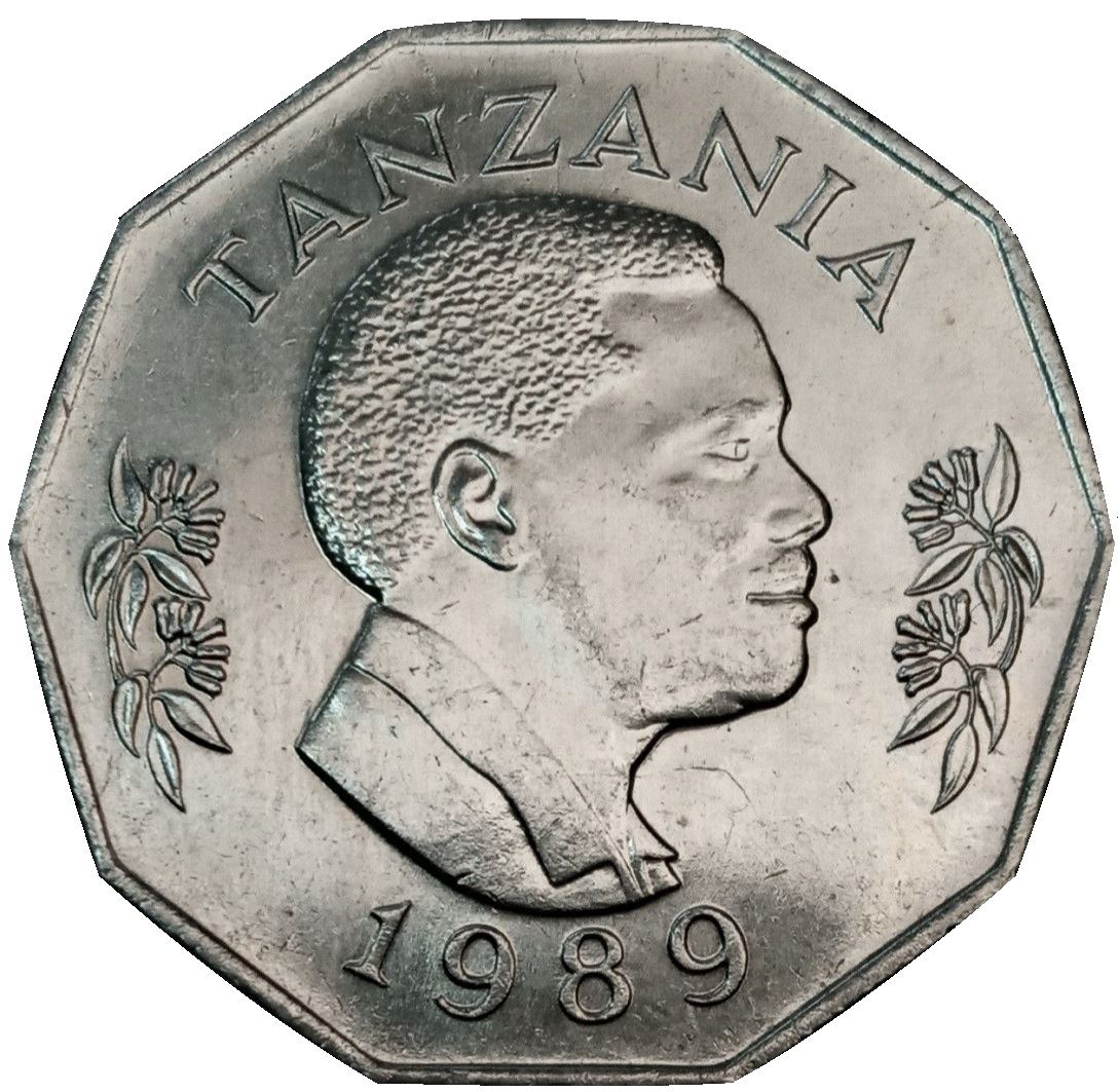 Tanzania | 5 Shilingi Coin | Bananas | Maize | Cattle | Grains | Km:23 | 1987 - 1989