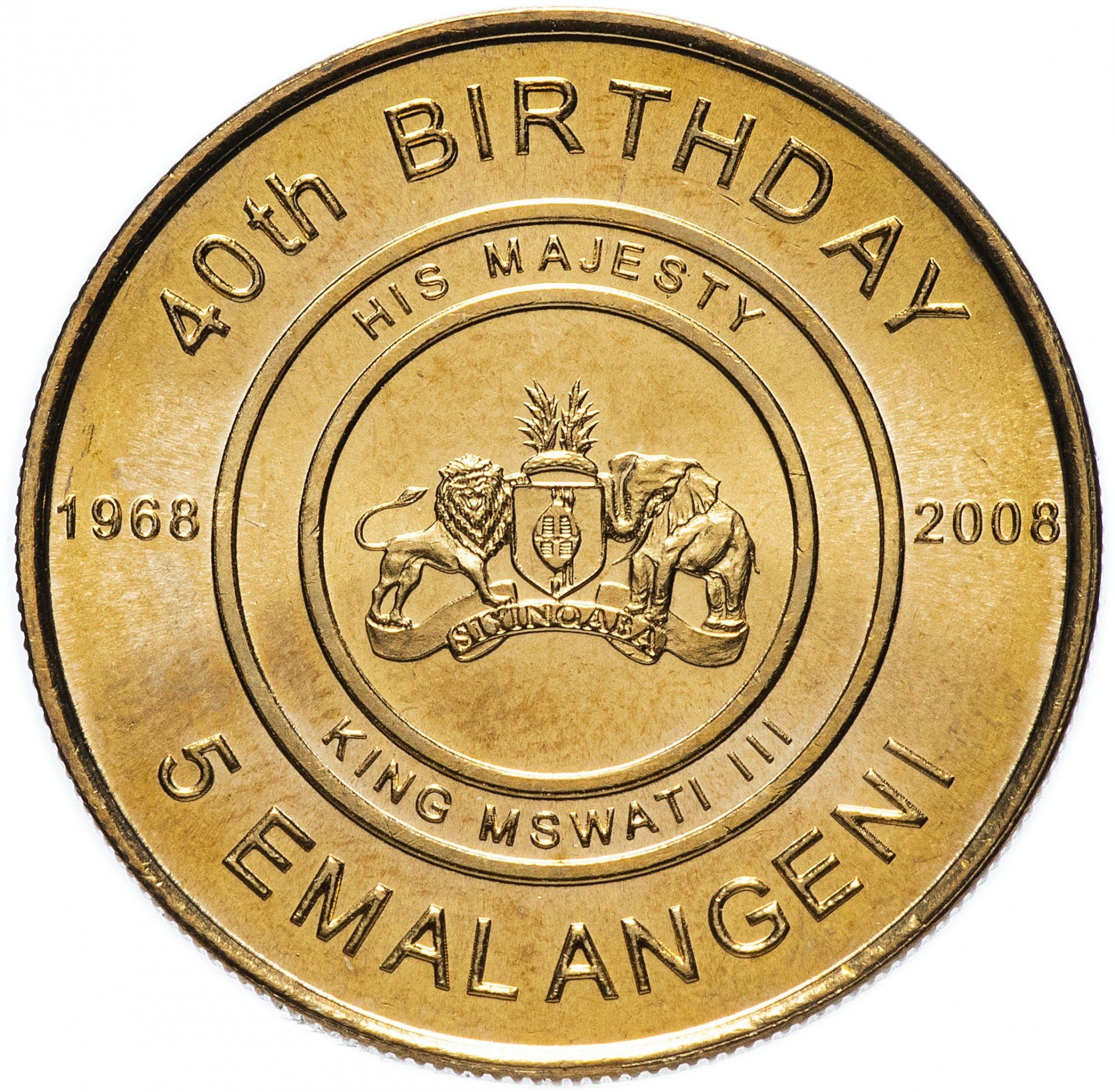 Eswatini | 5 Emalangeni Coin | Independence | Km:54 | 2008