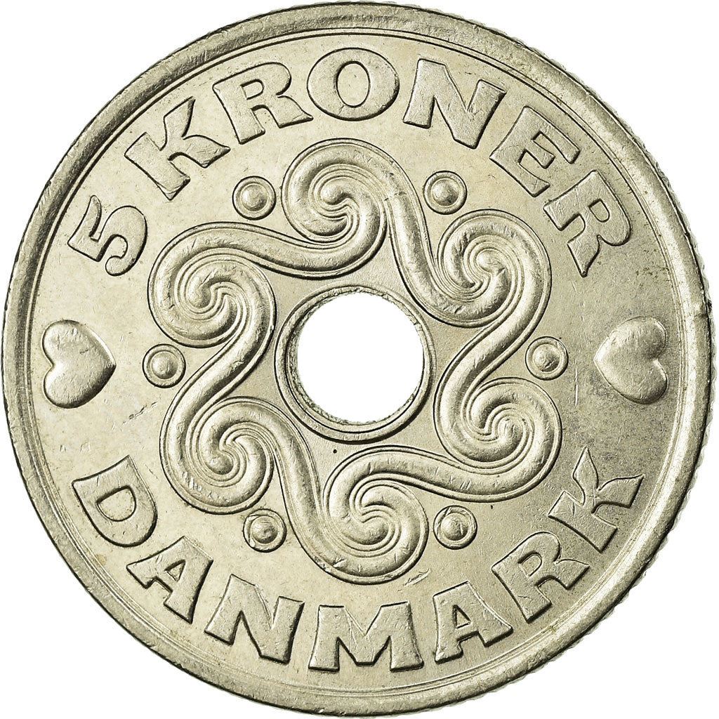Denmark | 5 Kroner Coin | Royal monogram | Km:869 | 1990 - 2023