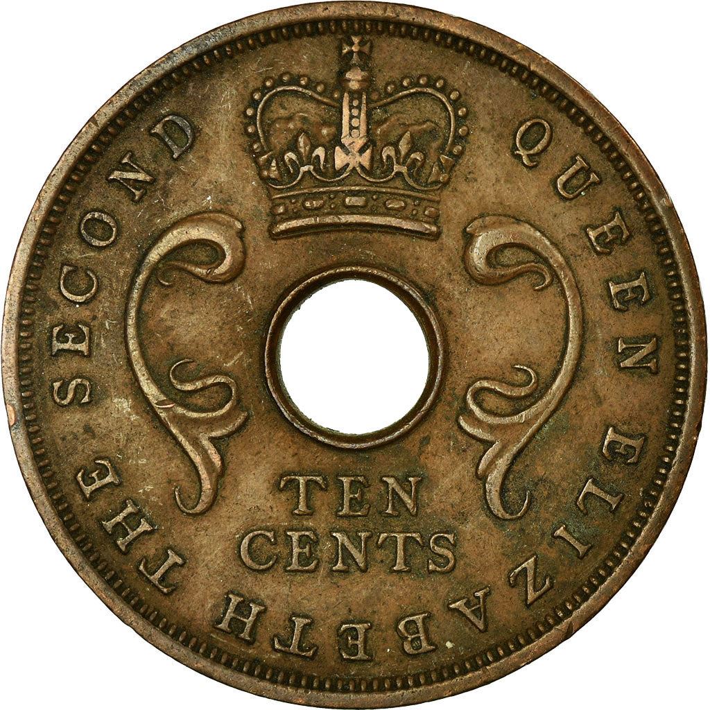 East Africa | 10 Cents Coin | Crown | Tusks | Km:38 | 1956 - 1964