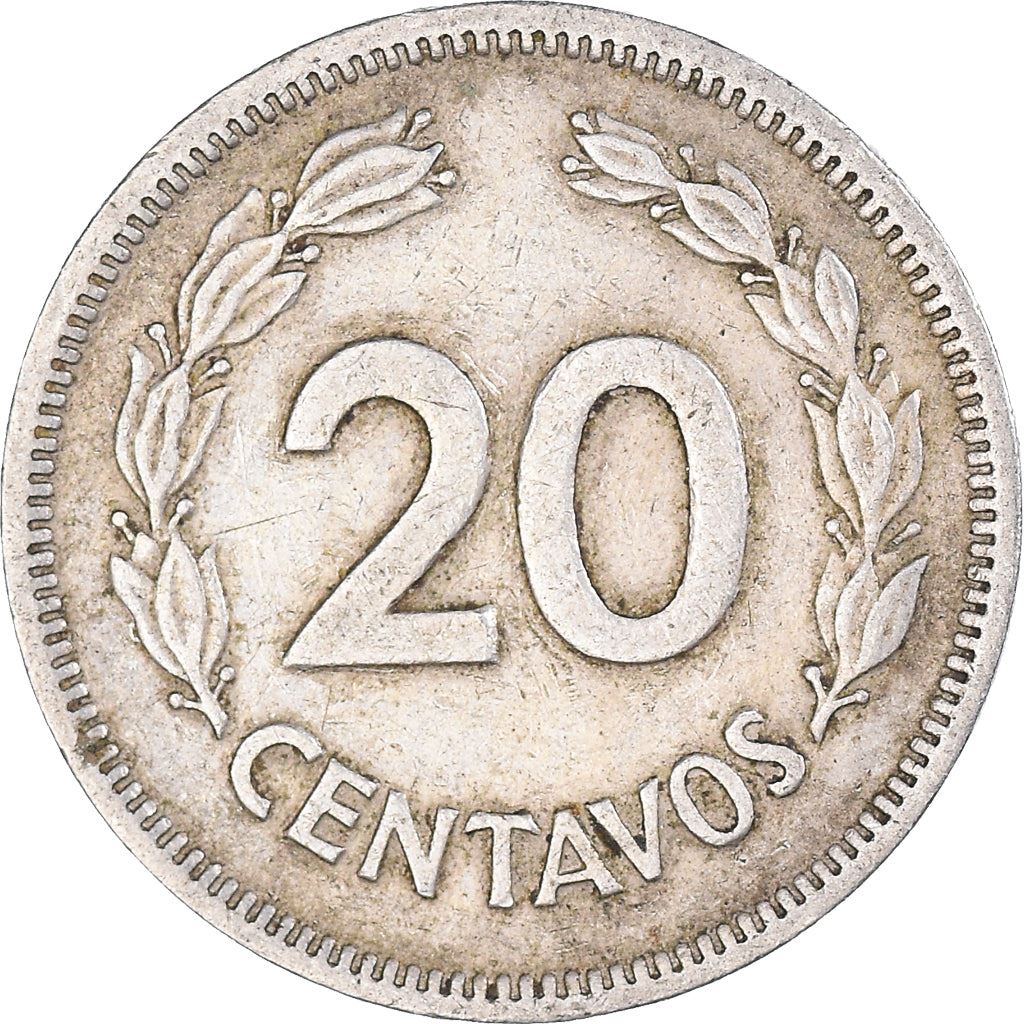 Ecuador | 20 Centavos Coin | Copper-nickel | Coat of Arms | KM:77.2 | 1974