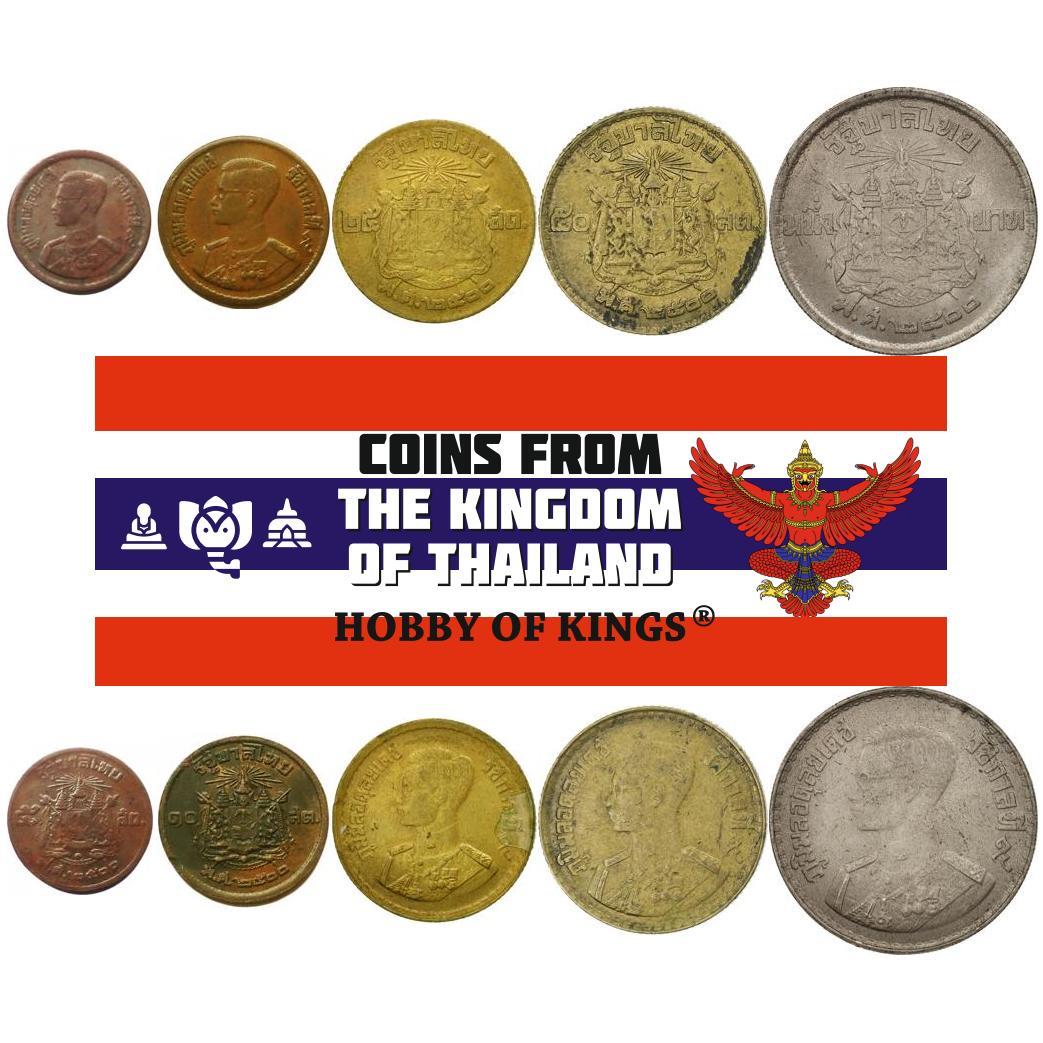 Thailand | 5 Coin Set | 5 10 25 50 Satang 1 Baht | 1957 - 1980