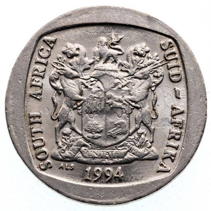 Moeda de 5 Rand da África do Sul | Inauguração presidencial | KM150 | 1994