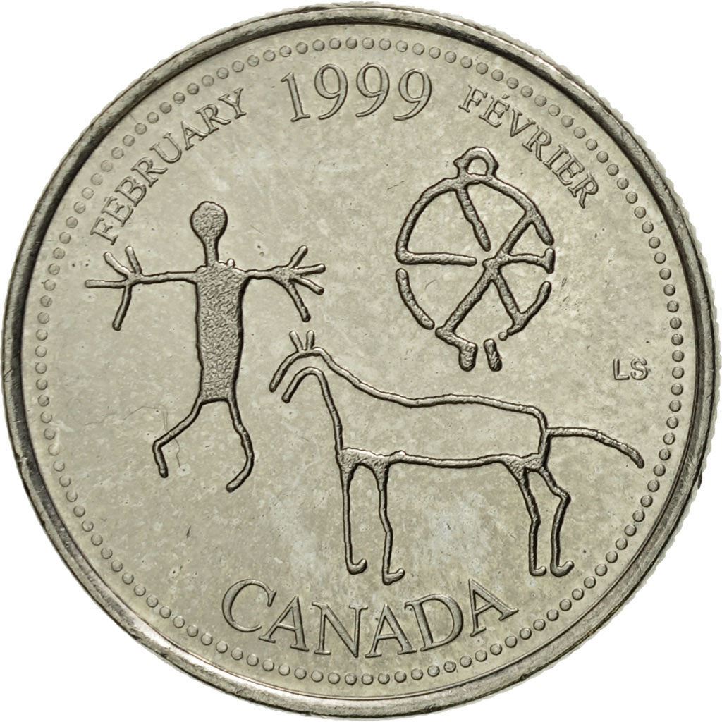 Canada | 25 Cents Coin | Etched in Stone | Nickel | KM:343 | 1999
