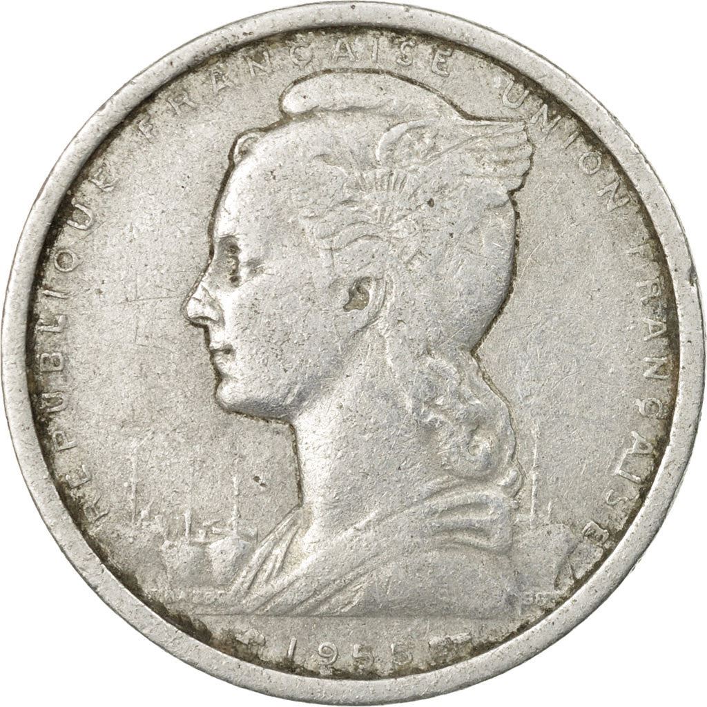 French West Africa | 2 Francs Coin | Marianne | Gazelle | Maize | Km:4 | 1948 - 1955