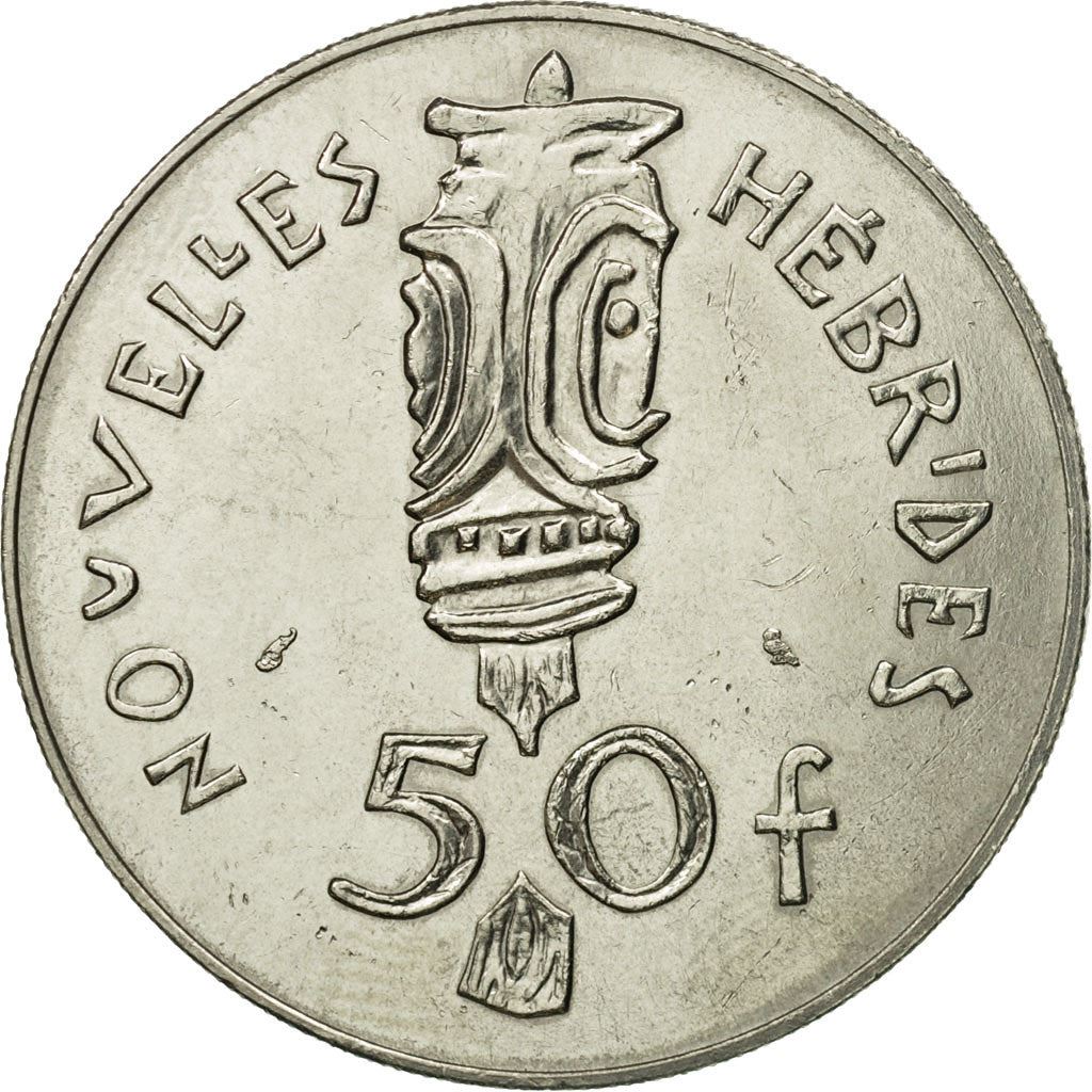 New Hebrides | 50 Francs Coin | Marianne | Bisj Totem Pole | Km:7 | 1972