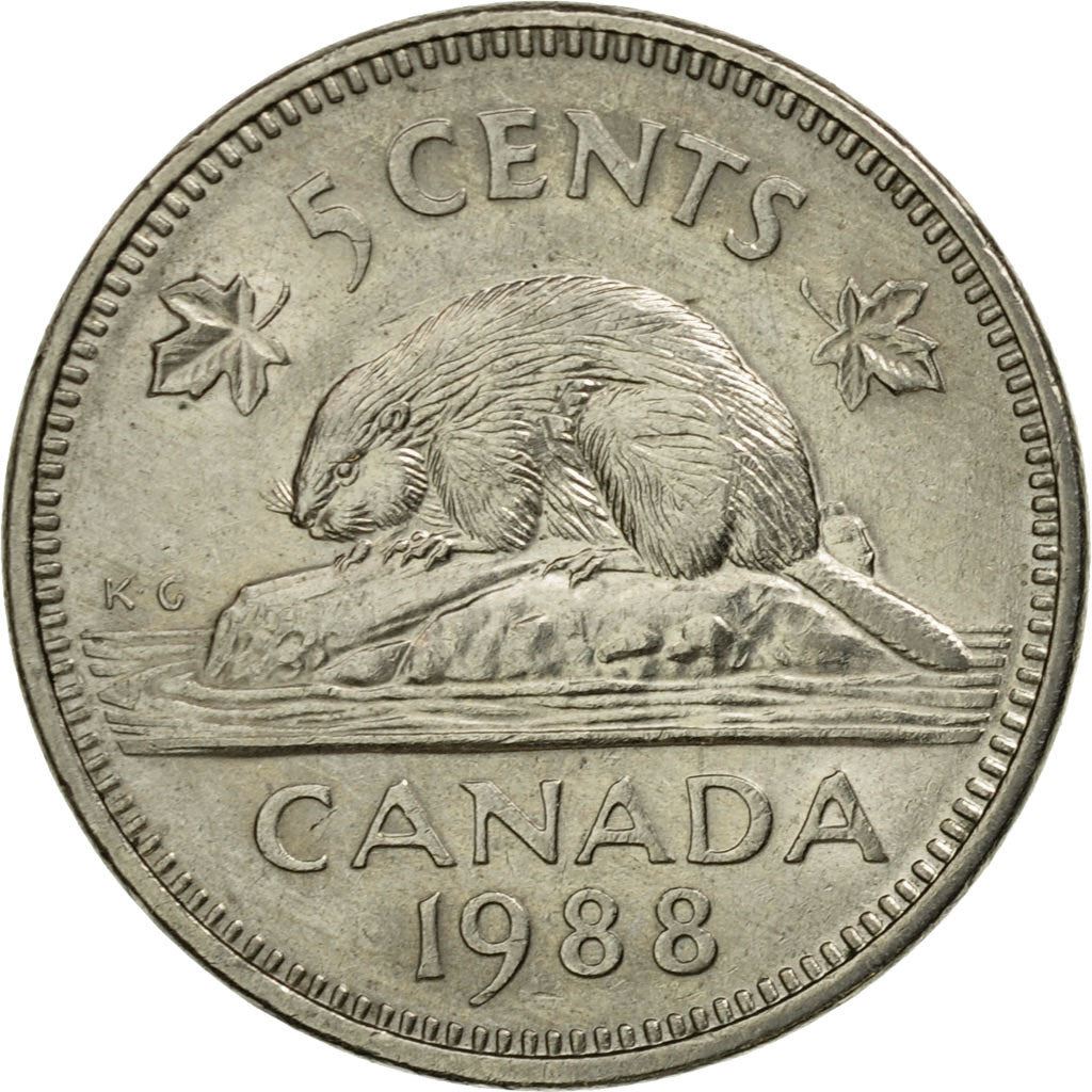 Canada | 5 Cents Coin | Copper-nickel | 2nd portrait; Copper-nickel | KM:60.2a | 1982-1989