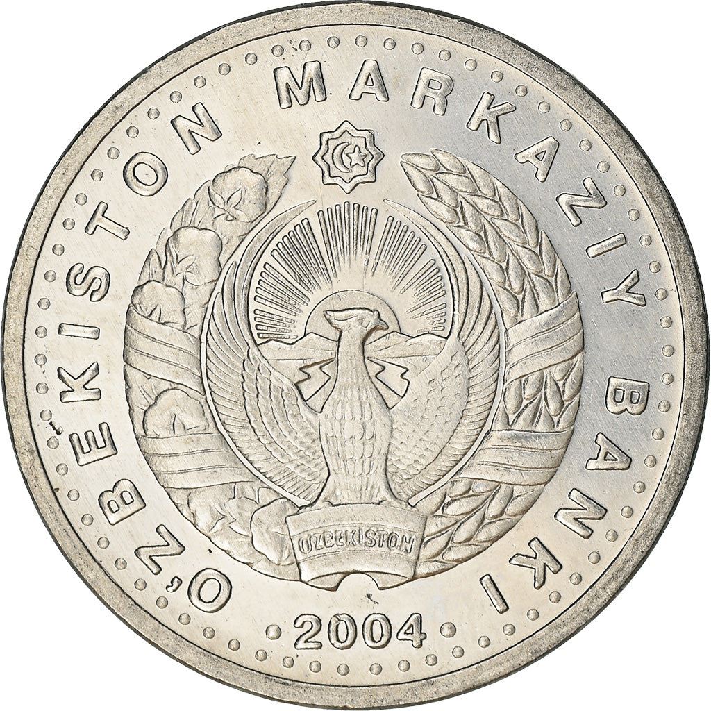 Uzbekistan | 100 SoʻM Coin | 10th Anniversary | State Currency | Map of Uzbekistan | KM:17 | 2004
