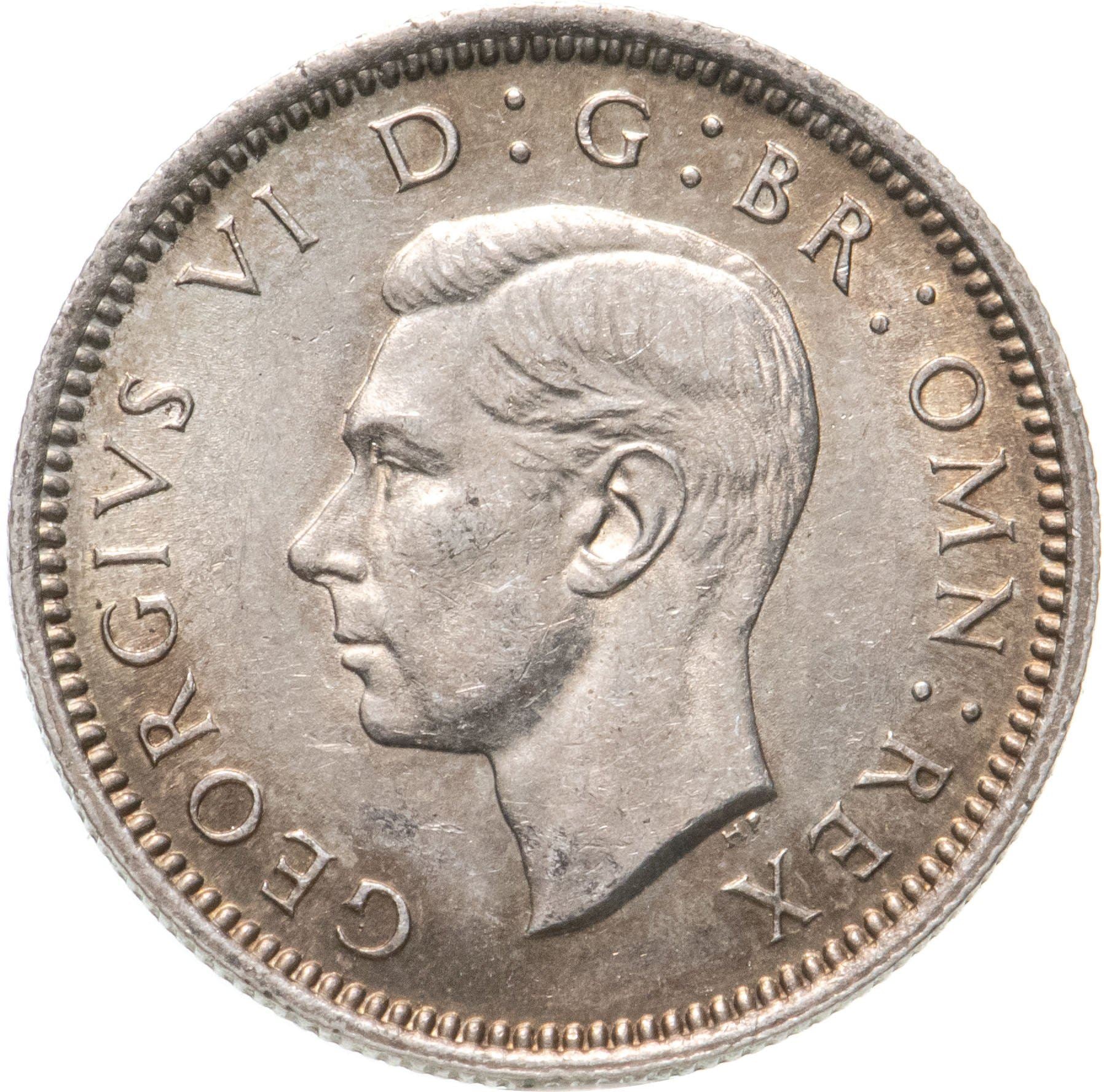 United Kingdom | 6 Pence Coin | George VI | KM:852 | 1937 - 1946