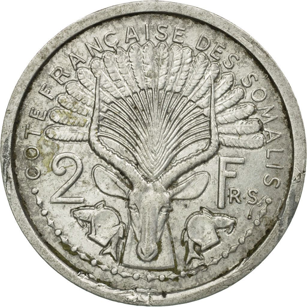 French Somaliland | 2 Francs Coin | Marianne | Waterbuck | Km:9 | 1959 - 1965