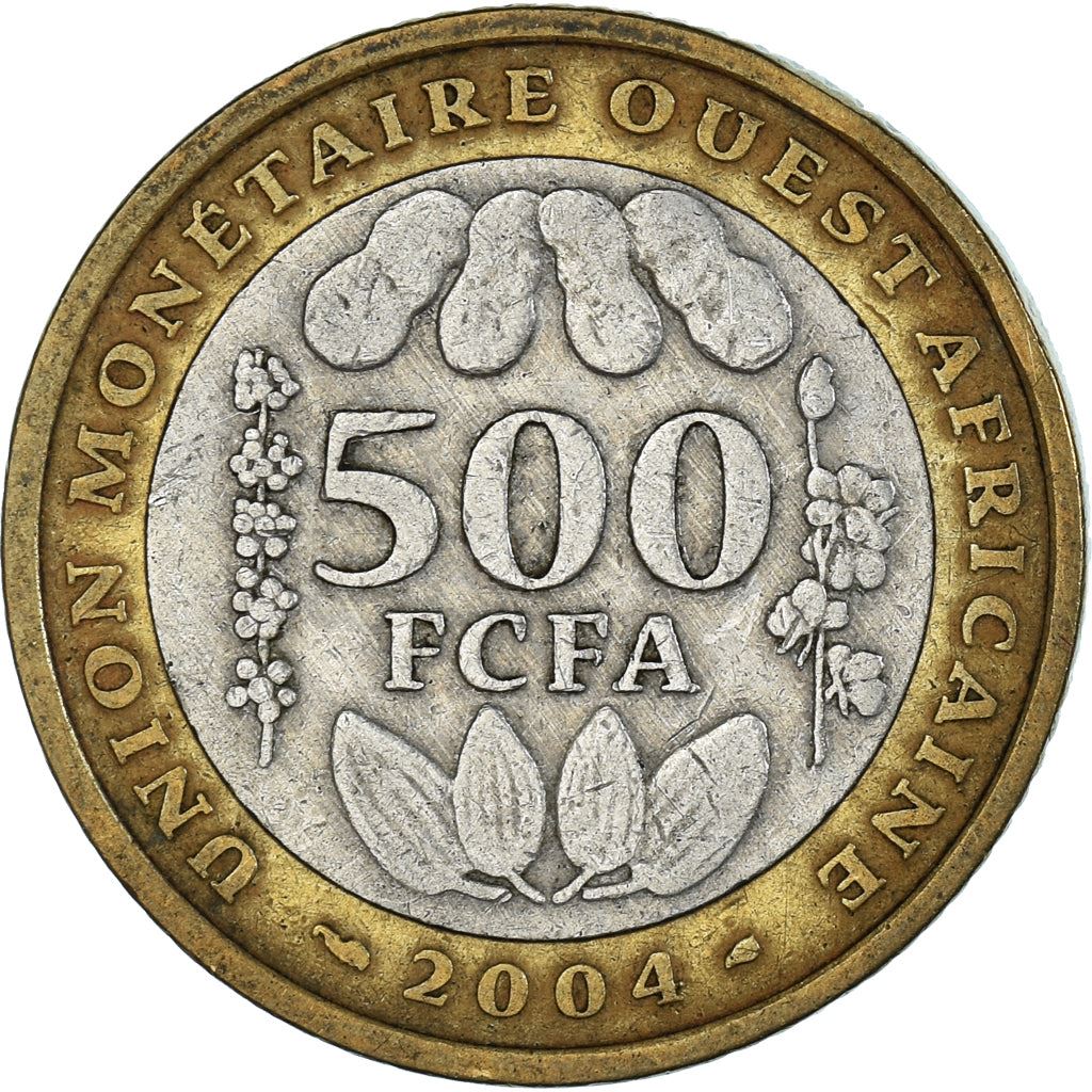 Western African States | 500 Francs Cfa Coin | Emblem of Central Bank | Nuts | Plants | Beans | Km:15 | 2003 - 2010