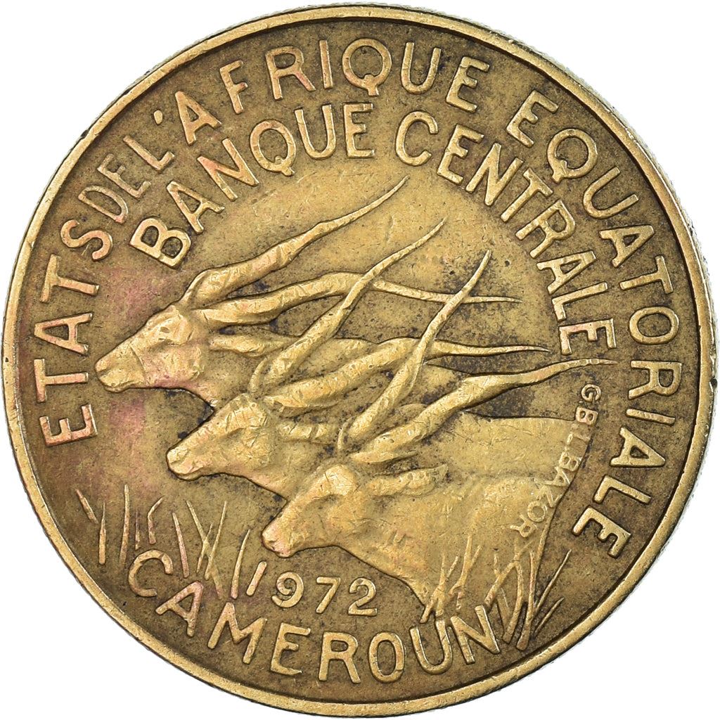 Central African States | 25 Francs Cfa Coin | Antelope | Crops | Km:4A | 1970 - 1972
