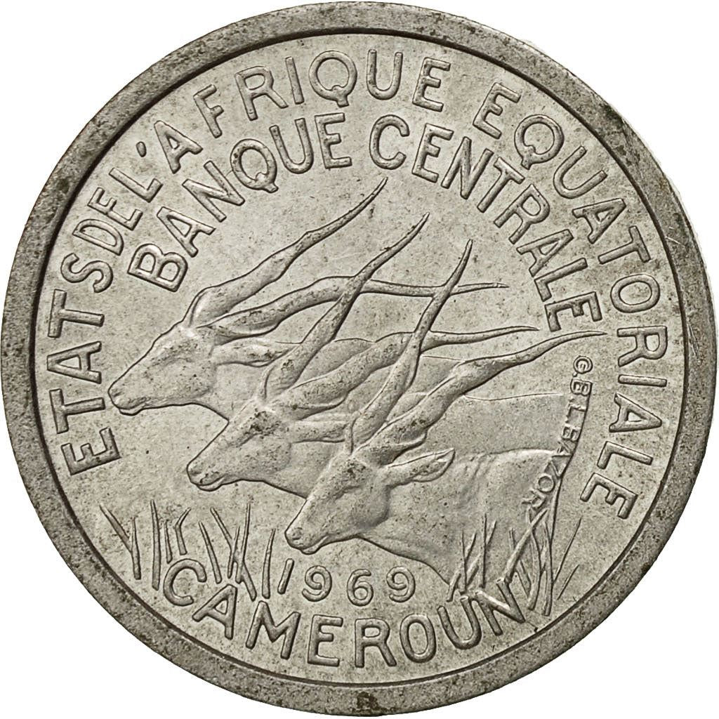 Central African States | 1 Franc Cfa Coin | Antelope | Crops | Km:6 | 1969 - 1971