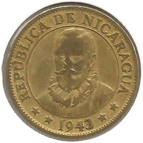 Nicaragua | 10 Centavos Coin | Explorer | Sun | Volcanos | Km:22 | 1943