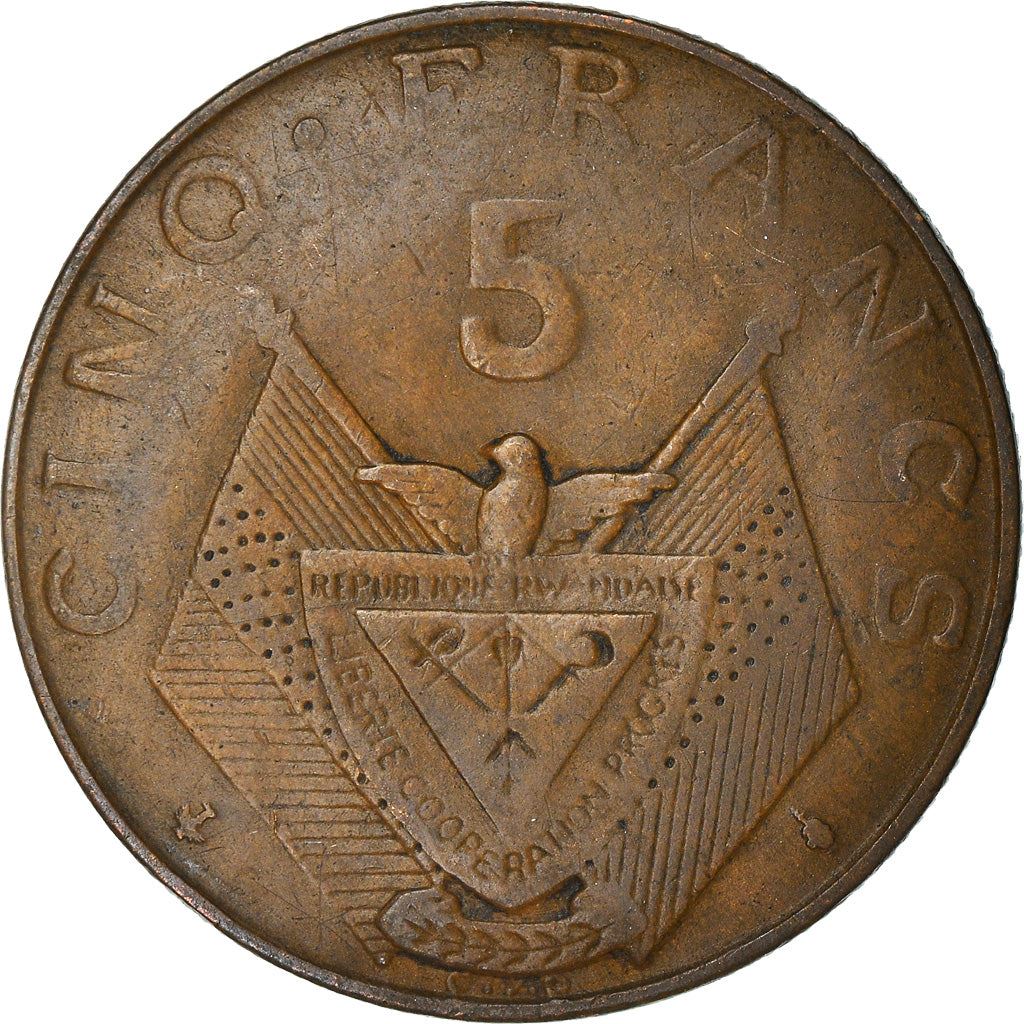 Rwanda | 5 Francs Coin | Grégoire Kayibanda | Km:6 | 1964 - 1965