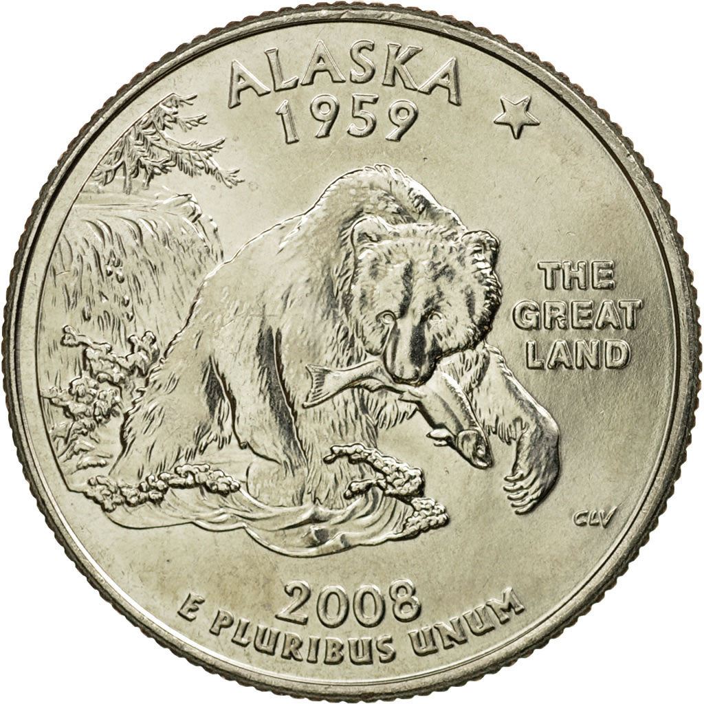United States | 1/4 Dollar Coin | Alaska | Km:424 | 2008