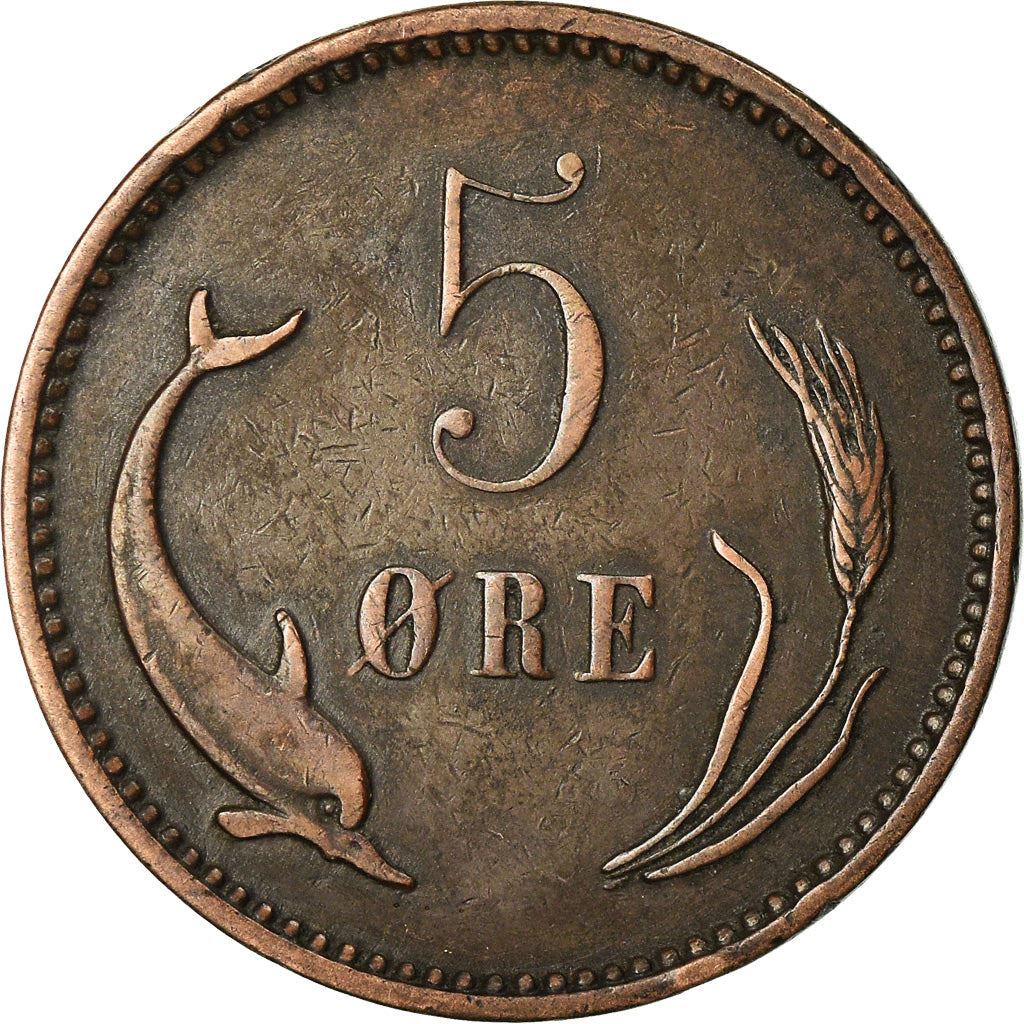 Denmark | 5 Ore Coin | Monogram | Km:794 | 1874 - 1906
