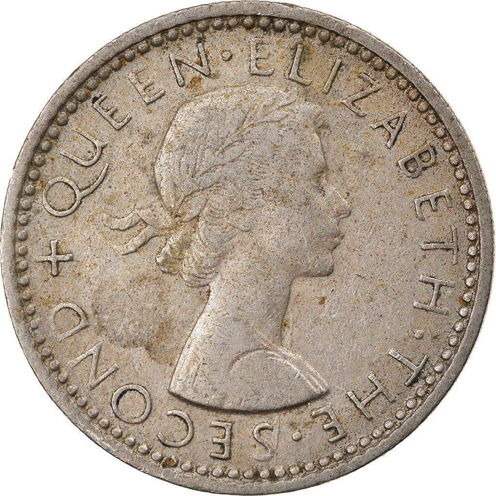 New Zealander 6 Pence Mynt | Dronning Elizabeth II | Huia Fugl | KM26 | 1953 - 1965