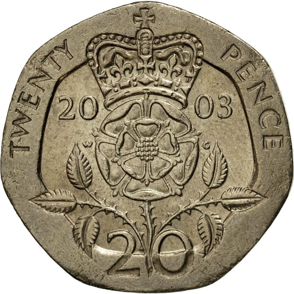 United Kingdom | 20 Pence Coin | Tudor Rose | Km:990 | 1998 - 2008